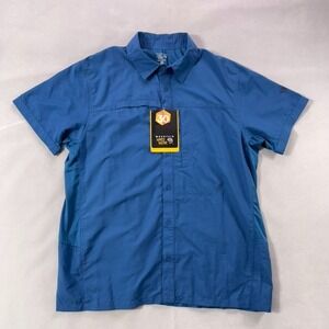 Mountain Hardwear Canyon Shirt Men Large Blue Short Sleeve Nylon Blend Hiking